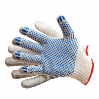 Перчатки хб с ПВХ, 6-ти нитка "Точка Супер" Люкс 7,5 класс (уп.200 пар)