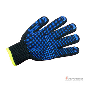 Перчатки двойные полушерстяные на хлопковой основе с ПВХ "Точка"