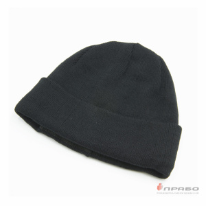 Шапка зимняя универсальная трикотажная на флисе чёрная