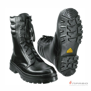 Ботинки хромовые "ОМОН Люкс" на подошве ТЭП чёрные (искусственный мех)