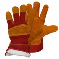 Перчатки утепленные спилковые усиленные белый мех