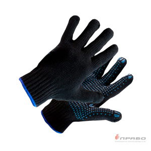 Перчатки х/б с ПВХ-покрытием (10 класс) "Точка" Стандарт чёрные