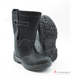 Сапоги "Олимп" с подошвой ПУ с верхом из кожи чёрные