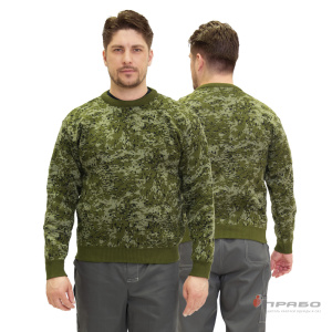 Джемпер камуфляж зелёная цифра с круглым вырезом