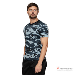 Футболка трикотажная камуфляжная город голубой