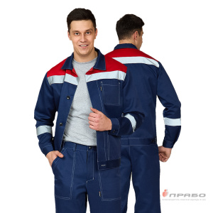 Костюм мужской "Пантеон СОП" тёмно-синий/красный (куртка и брюки)