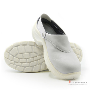 Сабо кожаные женские "Лорика" на подошве ПУ с МП белые