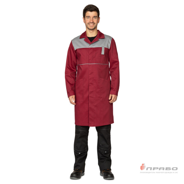 Халат мужской "Рейнир" бордовый/светло-серый