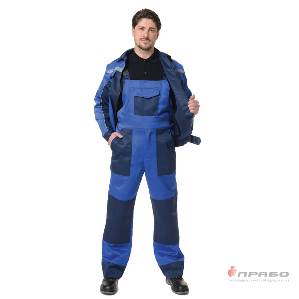 Костюм мужской "Бригадир 2" василёк/синий (куртка и полукомбинезон)