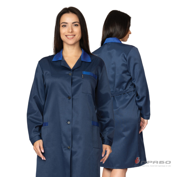 Халат рабочий женский "Технолог" синий/василёк