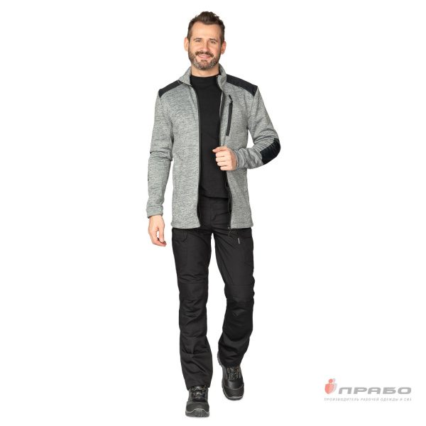 Куртка "Валма" трикотажная серый меланж/чёрный