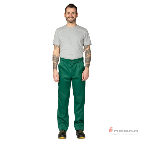 Костюм мужской "Ударник" тёмно-зелёный/чёрный (куртка и брюки)