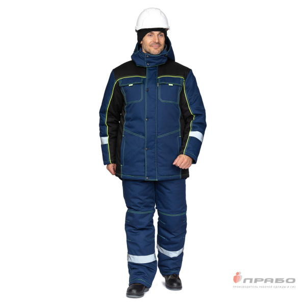 Костюм мужской утеплённый "Бренд К" тёмно-синий/чёрный