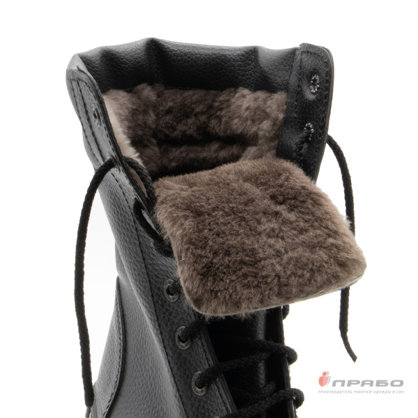 Ботинки хромовые "ОМОН" на подошве ТЭП чёрные (натуральный мех)