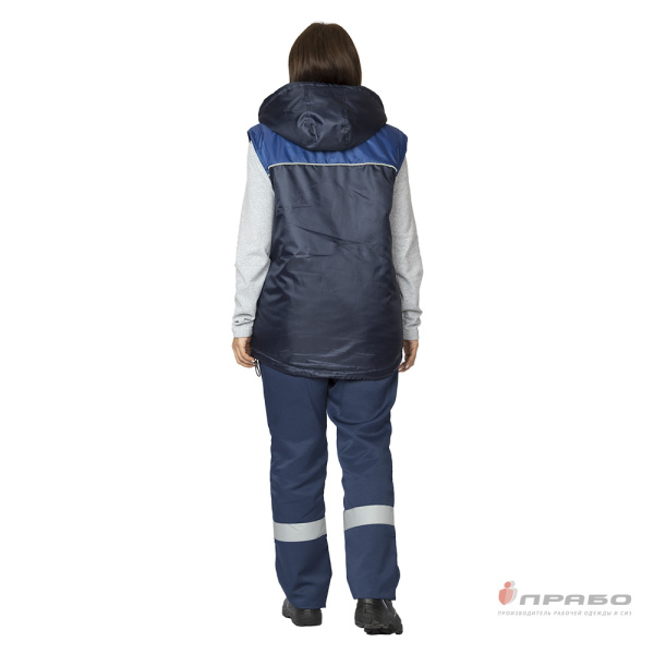Жилет утеплённый "Сура" тёмно-синий/василёк/серебряный