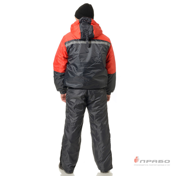 Костюм мужской утеплённый "Стимул" серый/красный (куртка и полукомбинезон)