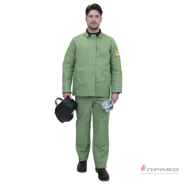 Костюм сварщика брезентовый хаки с усилительными элементами (куртка и брюки)