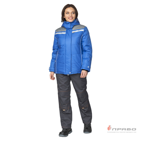 Куртка женская утеплённая "Онега" василёк/светло-серый с СОП