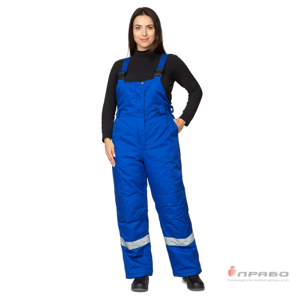 Костюм женский утеплённый "Зима" василёк/тёмно-синий (куртка и полукомбинезон)