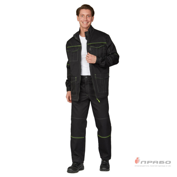 Куртка мужская "Эко-Босс" чёрная/лимонная