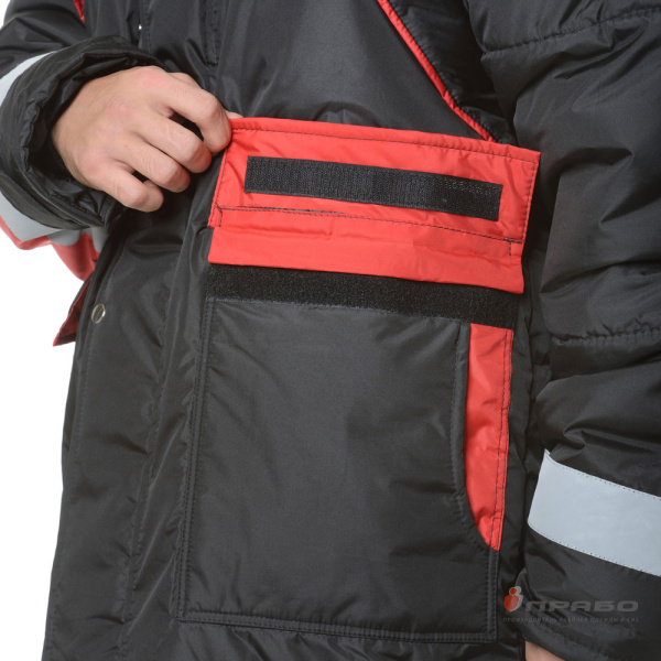 Костюм мужской утеплённый "Эверест" чёрный/красный (куртка и полукомбинезон)