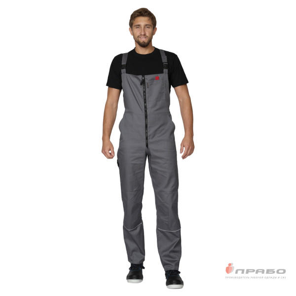 Костюм мужской "Профессионал 2" серый/красный (куртка и полукомбинезон)