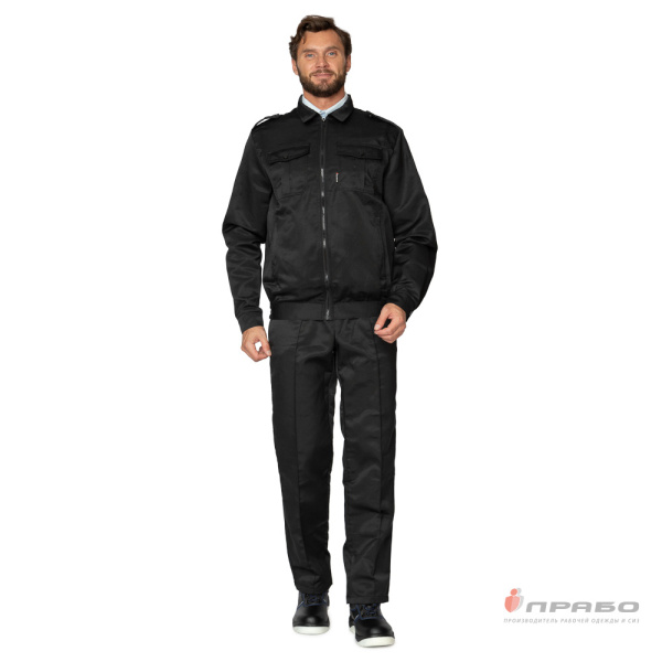 Костюм мужской "Альфа" чёрный (куртка и брюки) для охранников