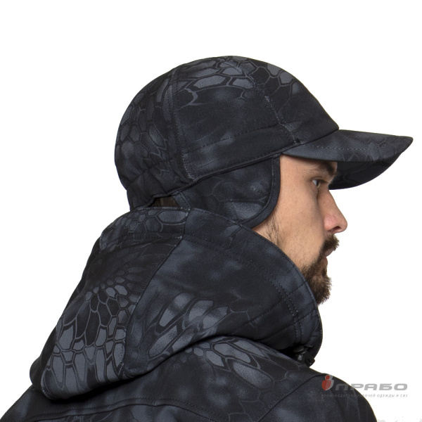 Бейсболка утеплённая софтшелл КМФ питон ночь