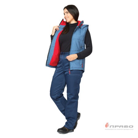 Жилет женский утеплённый "Амур" синий/красный