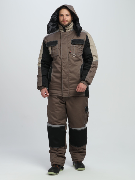 Костюм зимний Мега IMP (тк.Смесовая,240) брюки, коричневый/черный/бежевый