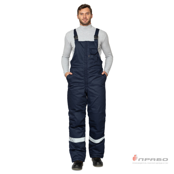 Полукомбинезон антистатический мужской утеплённый "Антистат" тёмно-синий