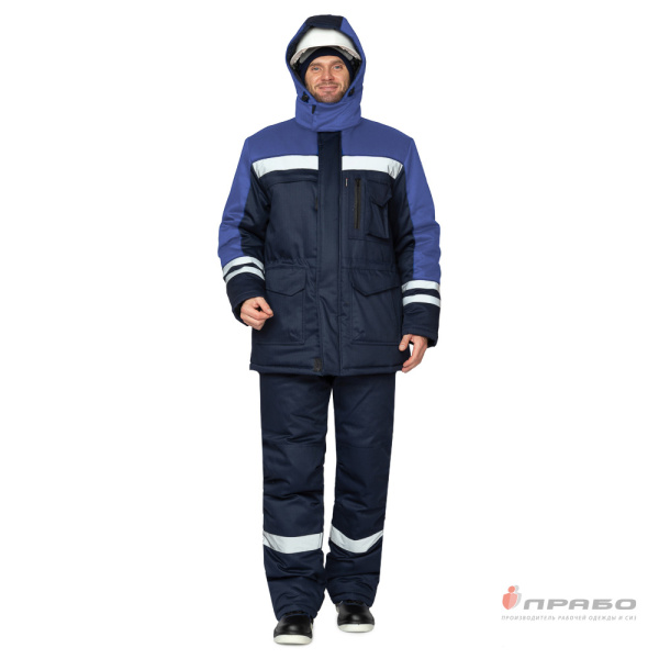 Куртка антистатическая мужская утеплённая "Антистат" тёмно-синий/светлый василёк