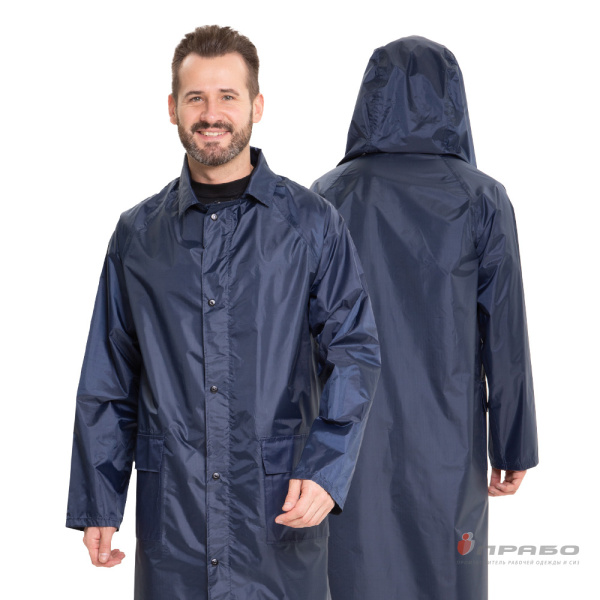Плащ мужской влагозащитный из полиэфира с поливинилхлоридным покрытием с изнаночной стороны