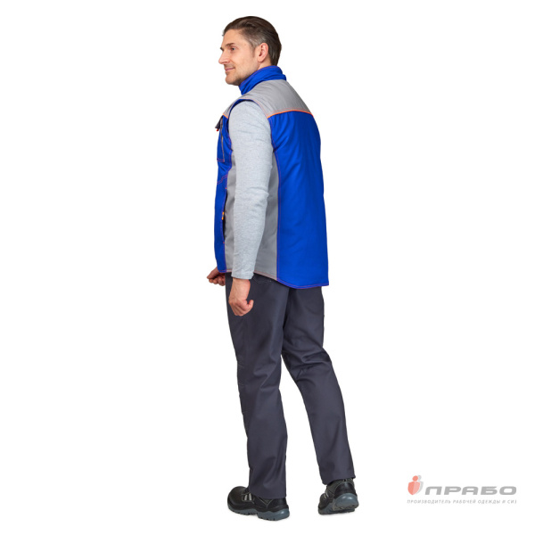 Жилет универсальный утеплённый "Бренд" василёк/серый