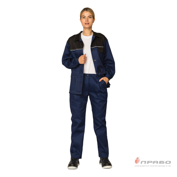 Костюм женский "Ударница Премиум" синий/чёрный