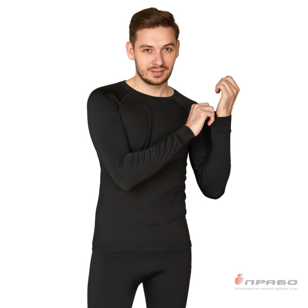 Термобельё мужское из полиэстера чёрное (фуфайка), 200 г/м²