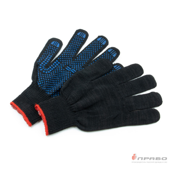 Перчатки х/б с ПВХ-покрытием "Точка" (10 класс) Люкс чёрные