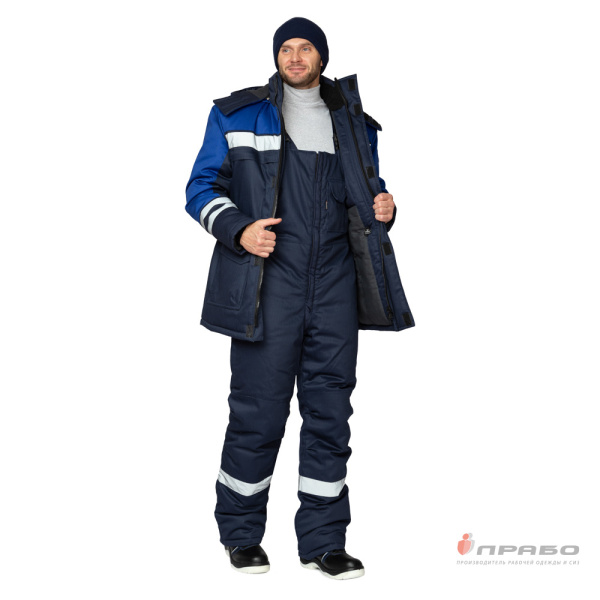 Куртка антистатическая мужская утеплённая "Антистат" тёмно-синий/василёк