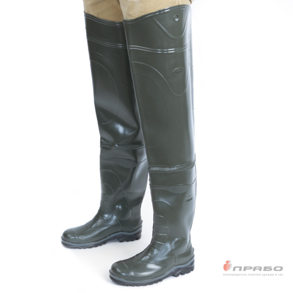 Сапоги проходческие ПВХ артикул 163 с металлическим подноском (90 см) оливковые