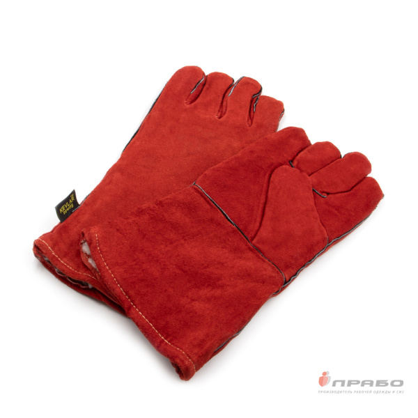 Краги спилковые пятипалые "Трек" утеплённые (искусственный мех)