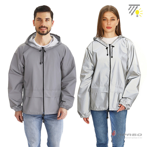 Куртка-ветровка влагозащитная "Лидер Флеш" на молнии серебристая