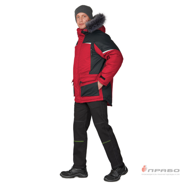 Куртка мужская утеплённая "Сюрвейер" красный/чёрный