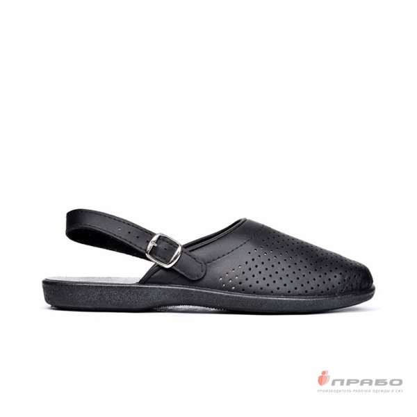 Сабо кожаные мужские с подошвой ПВХ чёрные (натуральная кожа)