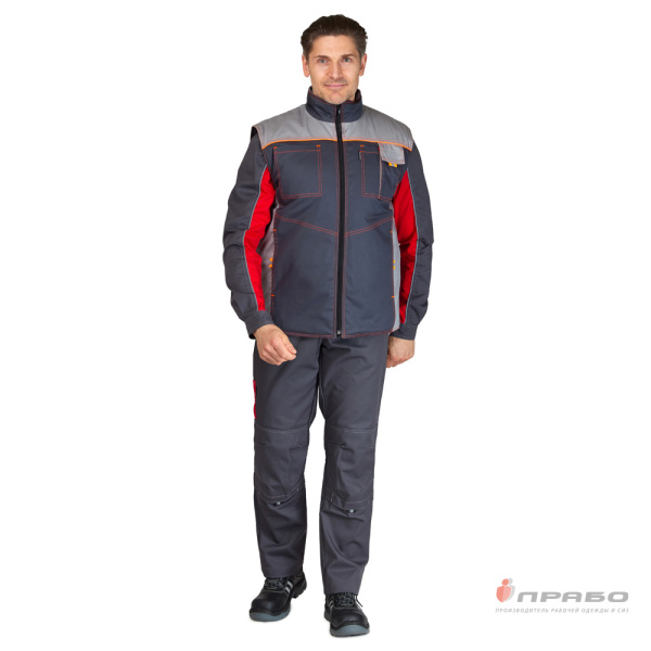 Жилет универсальный утеплённый "Бренд" тёмно-серый/светло-серый