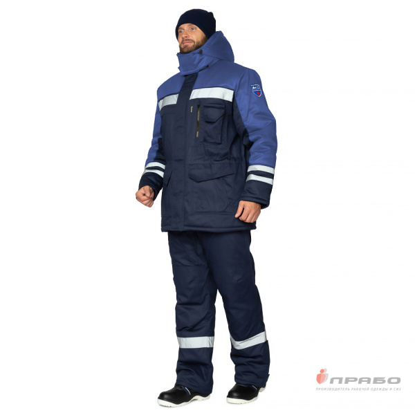 Костюм антистатический мужской утеплённый "Антистат" тёмно-синий/светлый василёк (куртка и брюки)
