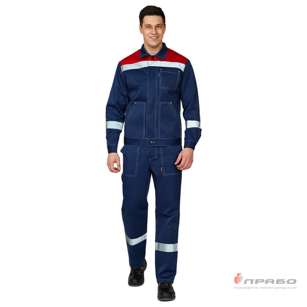 Костюм мужской "Пантеон СОП" тёмно-синий/красный (куртка и брюки)