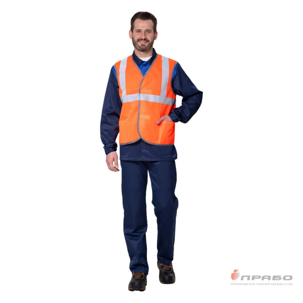 Жилет сигнальный "Спектр Лайт 2" оранжевый с застёжкой на ленте велькро