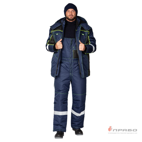 Костюм мужской утеплённый "Бренд Т" тёмно-синий/чёрный