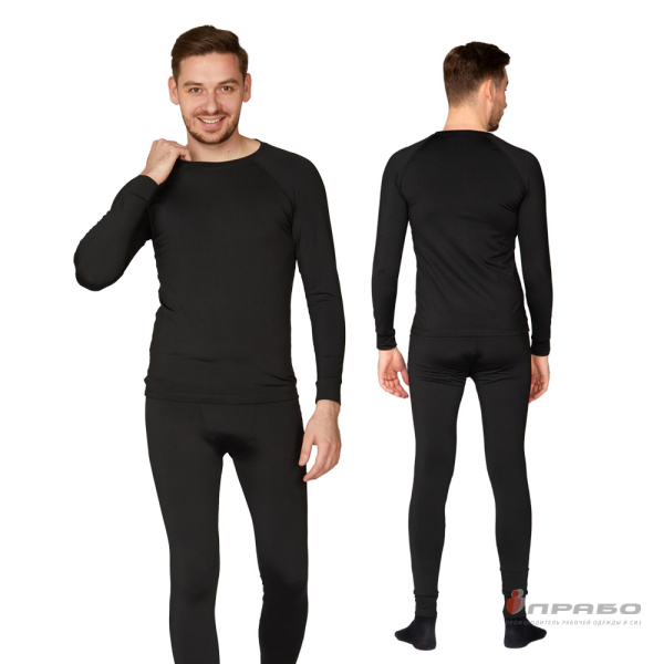 Термобельё мужское из полиэстера чёрное (кальсоны), 200 г/м²