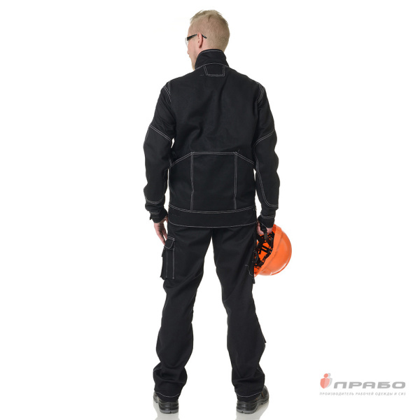 Костюм мужской "Викинг" чёрный из хлопковой ткани (куртка, брюки, ремень, футболка)